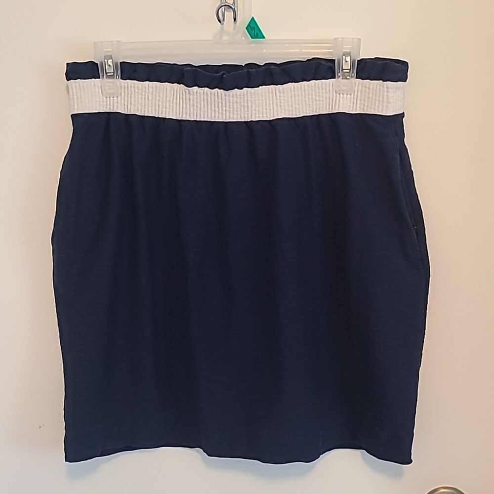Vineyard Vines Paperbag Skirt Women Smal Elastic Waist Navy Blue Nautical Preppy